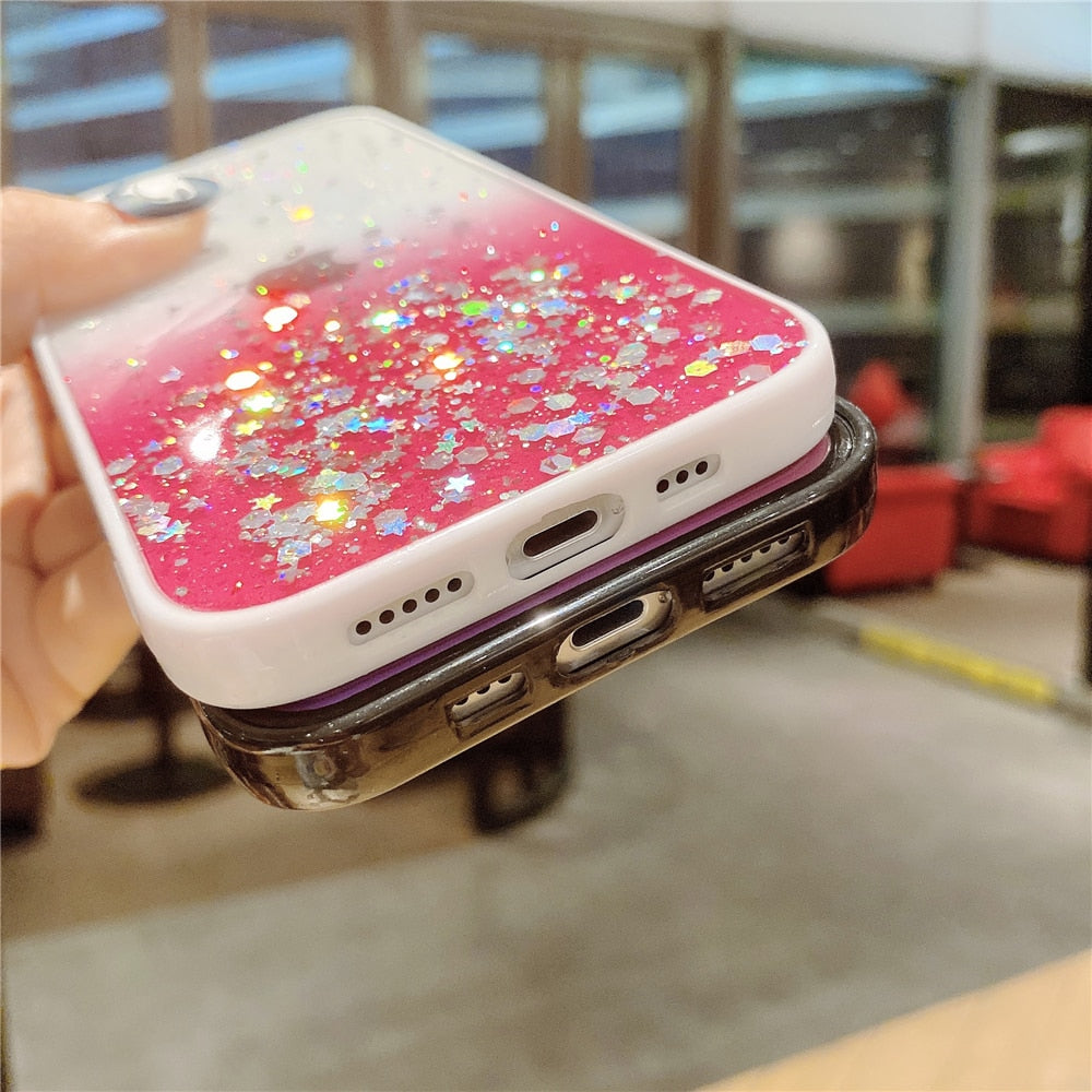 Anymob iPhone Case Sky Blue Bling Glitter Soft Silicone Cover with Camera Protection-Mobile Phone Cases-PEROZ Accessories