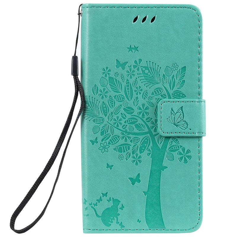 Anymob Huawei Phone Case Blue Green Tree Print Flip Leather Wallet Phone Cover-PEROZ Accessories