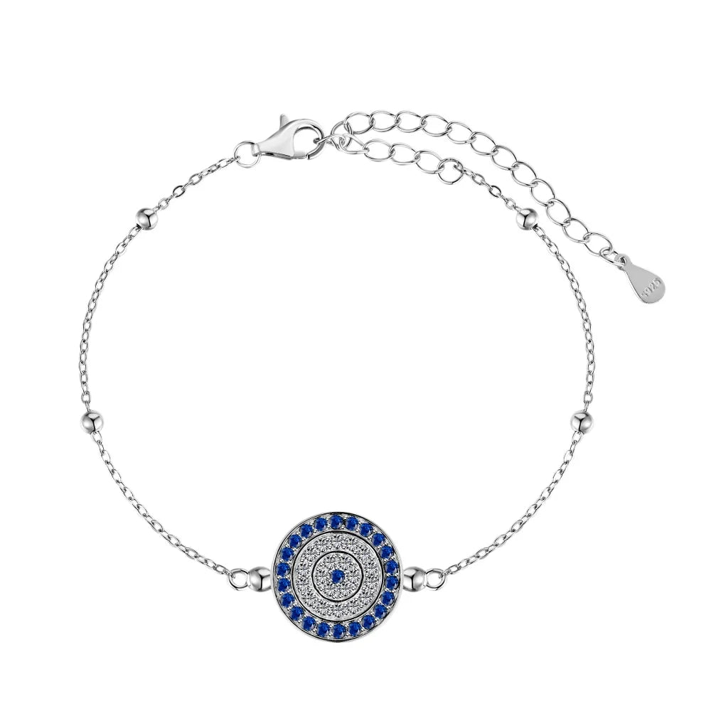 Anyco Bracelet Classical Dainty Adjustable Circle Chain Silver Devil Eye Bangle Bracelet For Women-Bracelets-PEROZ Accessories