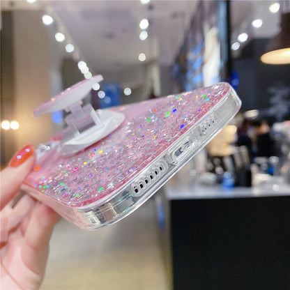 Anymob iPhone Case Turquoise Transparent Glitter Silicone Holder Stand Shell-Mobile Phone Cases-PEROZ Accessories