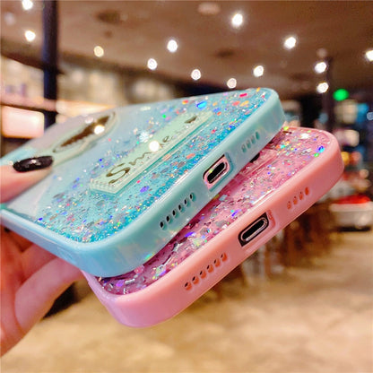 Anymob iPhone Case Pink Gradient Glitter Epoxy Phone Soft Silicone Clear Cover-Mobile Phone Cases-PEROZ Accessories