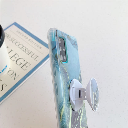 Anymob Samsung Case Light Pink and Ocean Blue Marble With Finger Ring Holder Silicone Phone Cover-Mobile Phone Cases-PEROZ Accessories