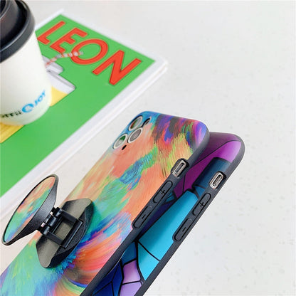 Anymob iPhone Case Purple Colorful Marble Holder Grip Kickstand Soft Silicon Phone Back Cover-Mobile Phone Cases-PEROZ Accessories