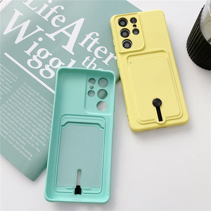Anymob Samsung Yellow Phone Case Soft Silicone Card Slots Cover-Mobile Phone Cases-PEROZ Accessories