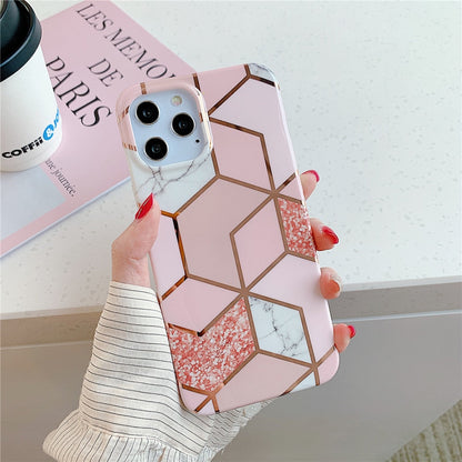 Anymob iPhone Green Glossy Marble Phone Case Silicone Shockproof Bumper Cover-Mobile Phone Cases-PEROZ Accessories