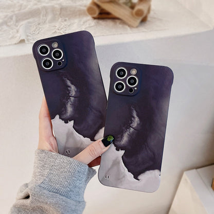 Anymob iPhone Case White and Purple Ink Painting Mountain Peak Liquid Texture Plastic Cover Rimless-Mobile Phone Cases-PEROZ Accessories