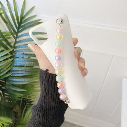 Anymob iPhone White Beads Bracelet Chain Case Silicone Cover With Wrist Strap-Mobile Phone Cases-PEROZ Accessories