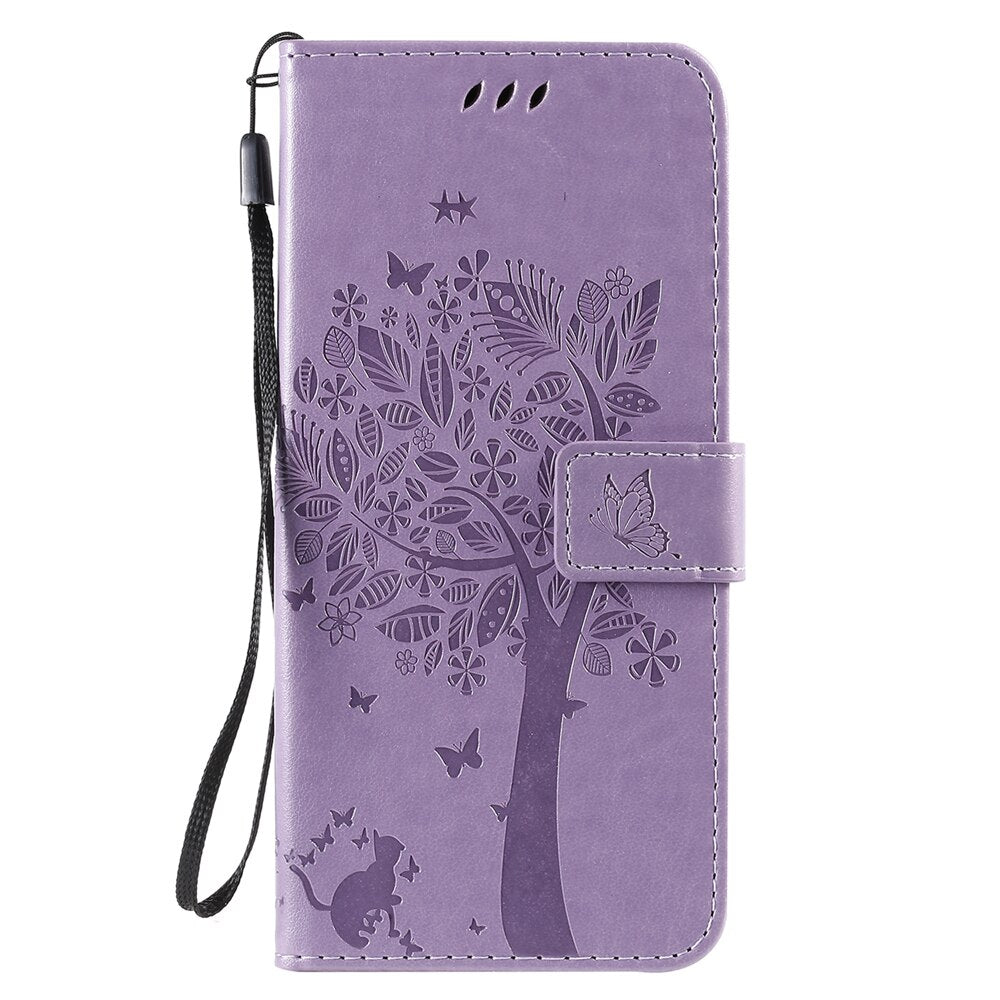 Anymob Samsung Peach Tree Cat Leather Flip Case Wallet Phone Cover Protection-Mobile Phone Cases-PEROZ Accessories