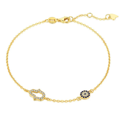 Anyco Bracelet Gold Platted Cubic Zircon Bracelet Blue Big Stone Eye Jewellery Hand Bracelet Diamond Women-Bracelets-PEROZ Accessories