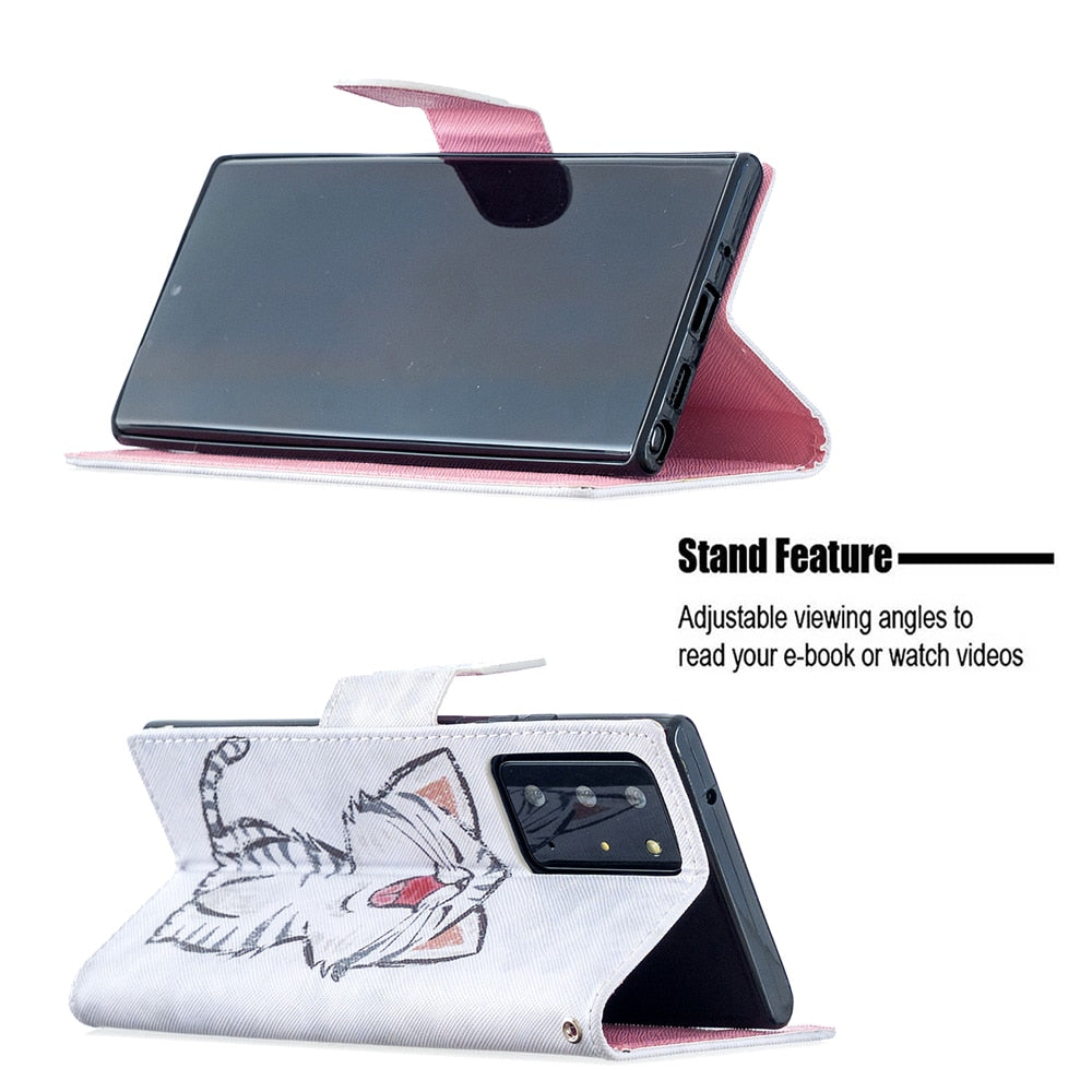Anymob Samsung Case White and Cute Kitten Design Flip Leather Wallet Phone Cover Protection-Mobile Phone Cases-PEROZ Accessories