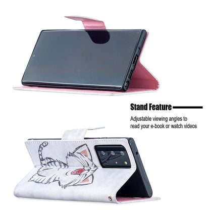 Anymob Samsung Case White and Cute Kitten Design Flip Leather Wallet Phone Cover Protection-Mobile Phone Cases-PEROZ Accessories