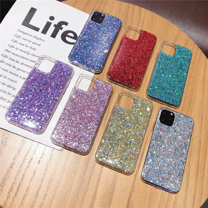 Anymob iPhone Case Yellow Shining Sequin Glitter Soft Silicone Bling Cover-Mobile Phone Cases-PEROZ Accessories