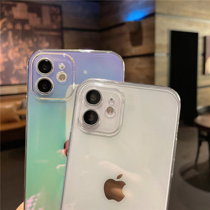 Anymob iPhone White Transparent Gradient Phone Case Hard PC Back Cover-Mobile Phone Cases-PEROZ Accessories