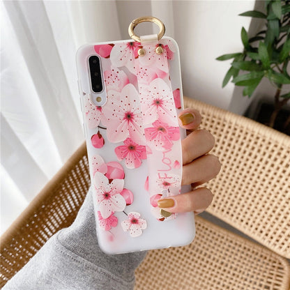 Anymob Samsung White Magnolia Flowers Case Wrist Strap Cover-Mobile Phone Cases-PEROZ Accessories
