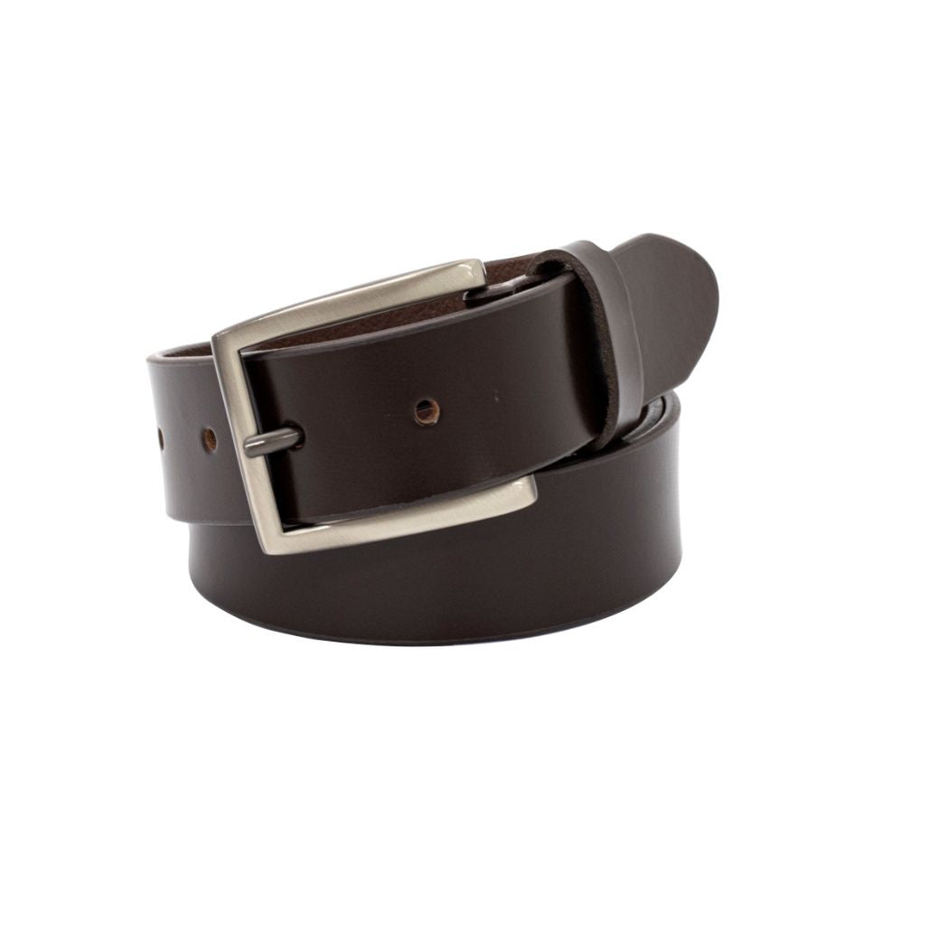 HALSTON Brown. Men’s Buffalo Leather Belt. 35mm width. Larger sizes.-Buffalo Leather Belts-PEROZ Accessories