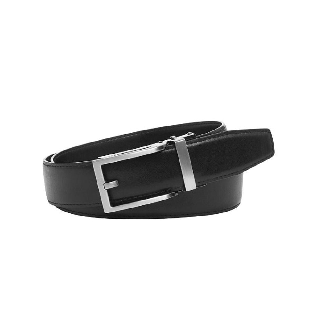 HAMILTON Black. Auto Leather Belt. 35mm width. Larger sizes.-Classic Belts-PEROZ Accessories