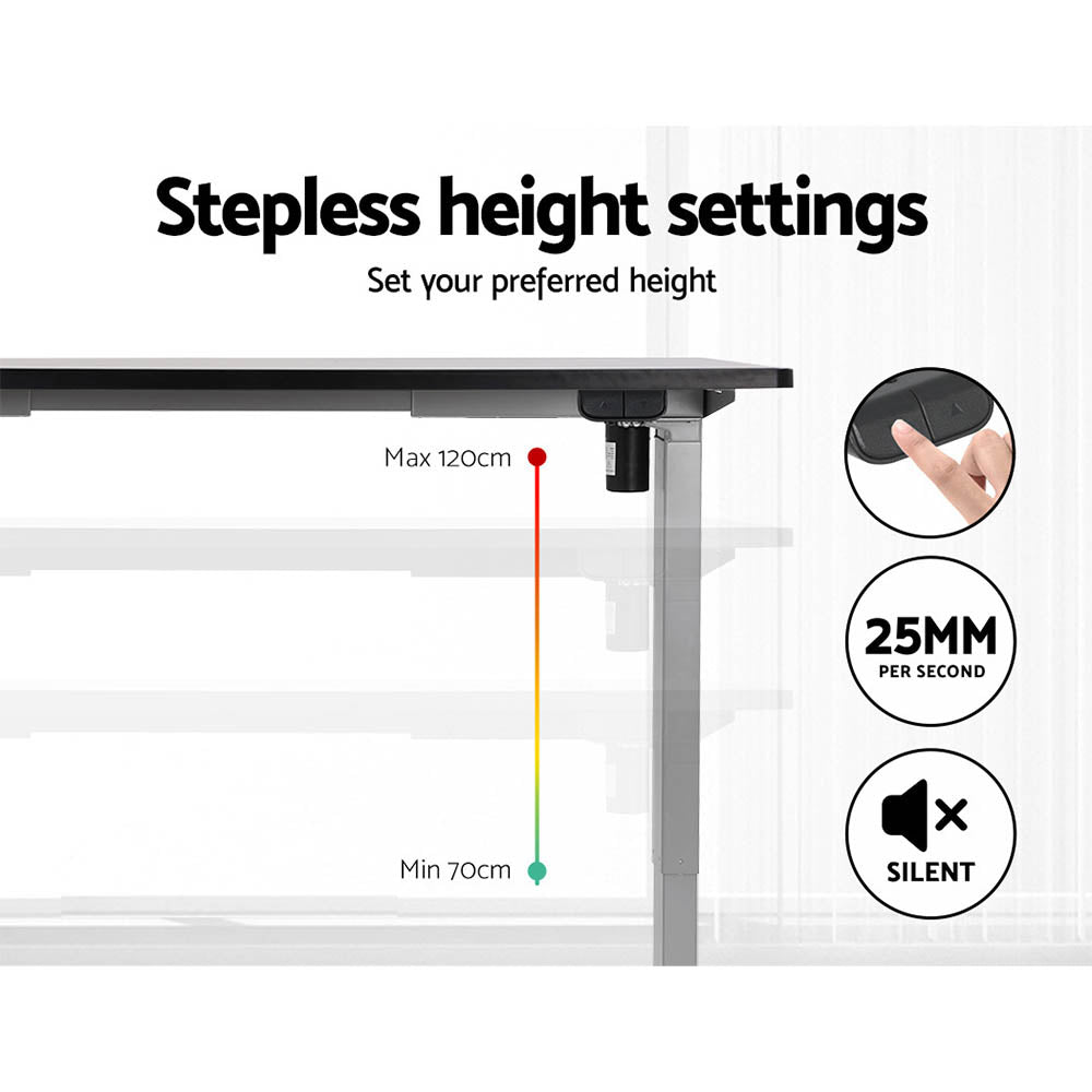 Artiss Electric Standing Desk Motorised Sit Stand Desks Table Grey Black 140cm-Electric Standing Desks - Peroz Australia - Image - 6