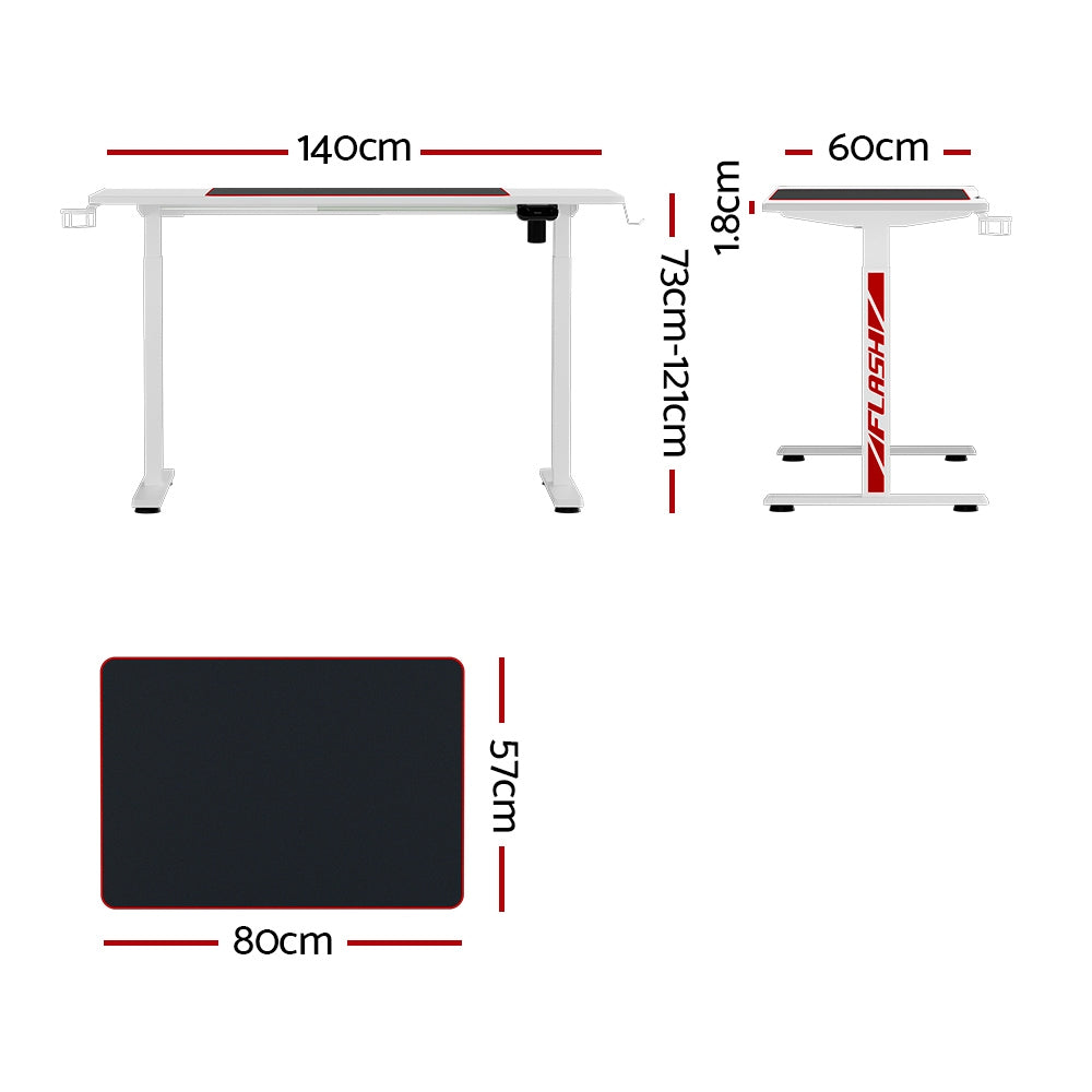 Artiss Electric Standing Desk Sit Stand Gaming Desks RGB Light Home Office Table-Furniture > Office - Peroz Australia - Image - 2