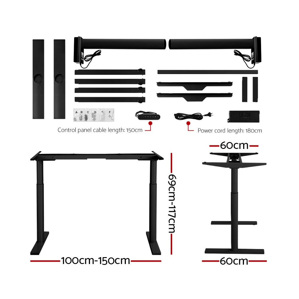 Artiss Electric Standing Desk Height Adjustable Sit Stand Desks Black 140cm-Electric Standing Desks - Peroz Australia - Image - 3