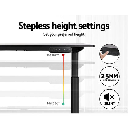 Artiss Electric Standing Desk Height Adjustable Sit Stand Desks Black 140cm-Electric Standing Desks - Peroz Australia - Image - 6