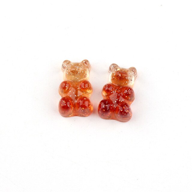 Anykidz 10pcs Red Orange Glitter Bear Shoe Charm Accessories Jeans Clogs Pendants Designer Ornament Jibbitz for Crocs-Shoe Charms-PEROZ Accessories