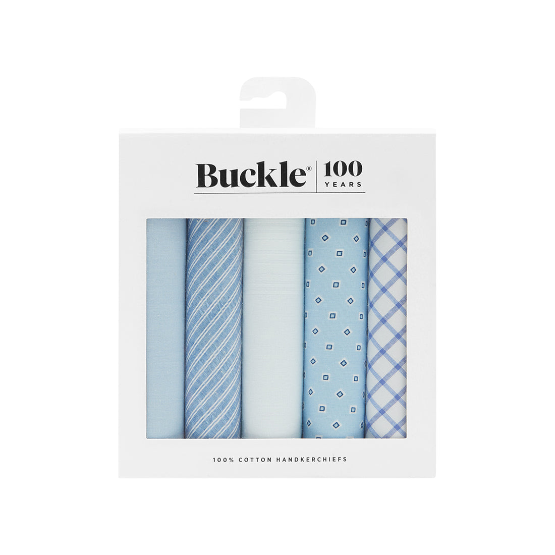 HANDKERCHIEFS. 5 PACK. 100% Cotton. Assorted. Light Blue.-Handkerchiefs-PEROZ Accessories