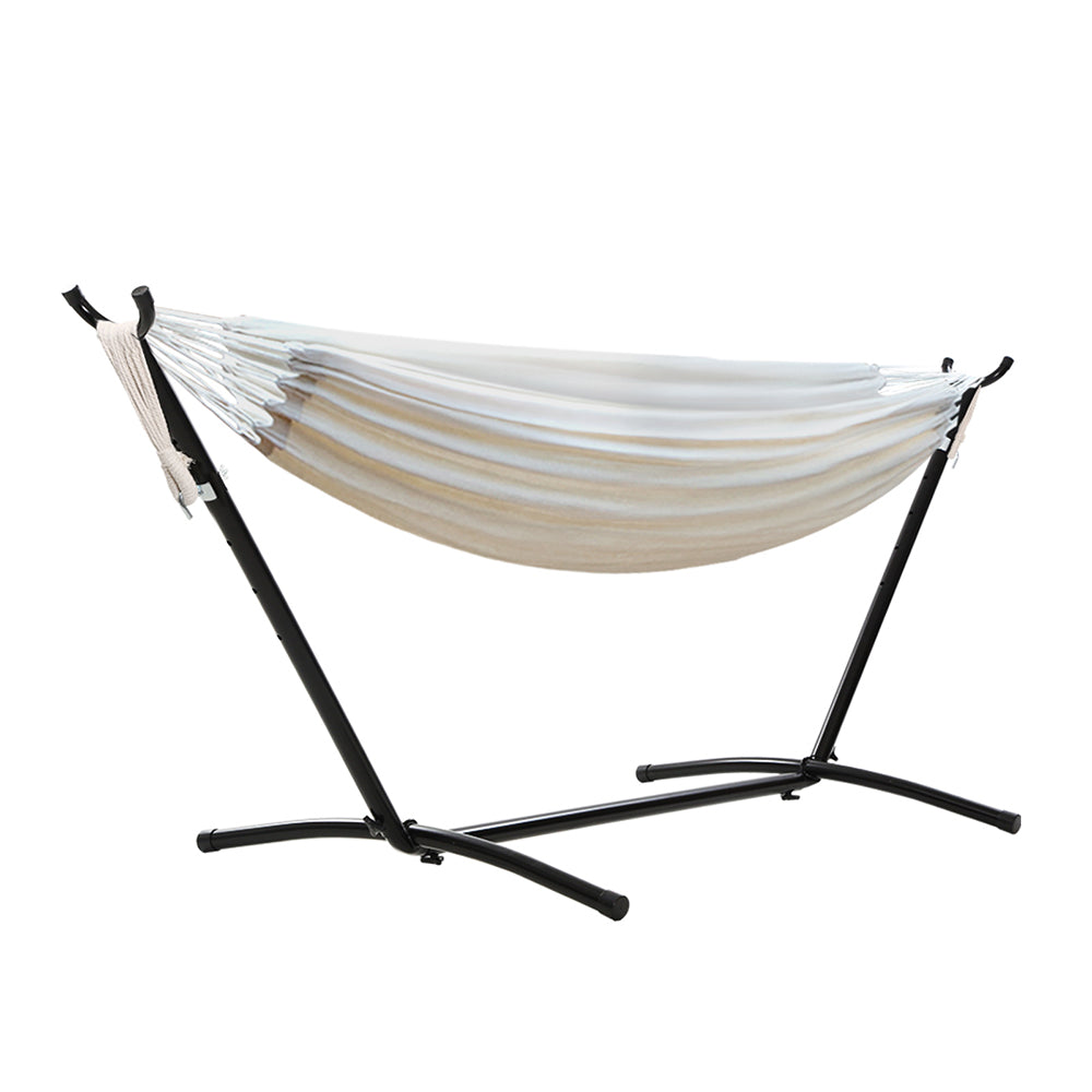 Gardeon Camping Hammock With Stand Cotton Rope Lounge Hammocks Outdoor Swing Bed-Hammock-PEROZ Accessories