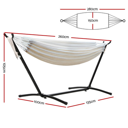 Gardeon Camping Hammock With Stand Cotton Rope Lounge Hammocks Outdoor Swing Bed-Hammock-PEROZ Accessories