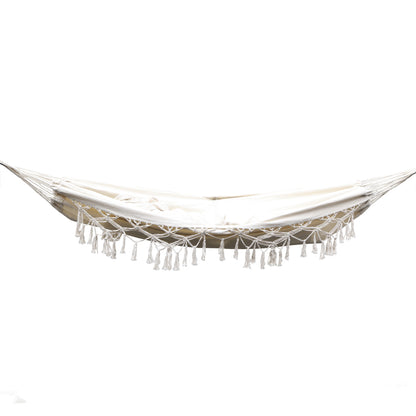 Gardeon Hanging Tassel Hammock Swing Bed Cream-Hammock-PEROZ Accessories