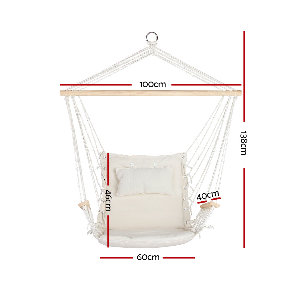 Gardeon Hammock Hanging Swing Chair - Cream-Hammock-PEROZ Accessories