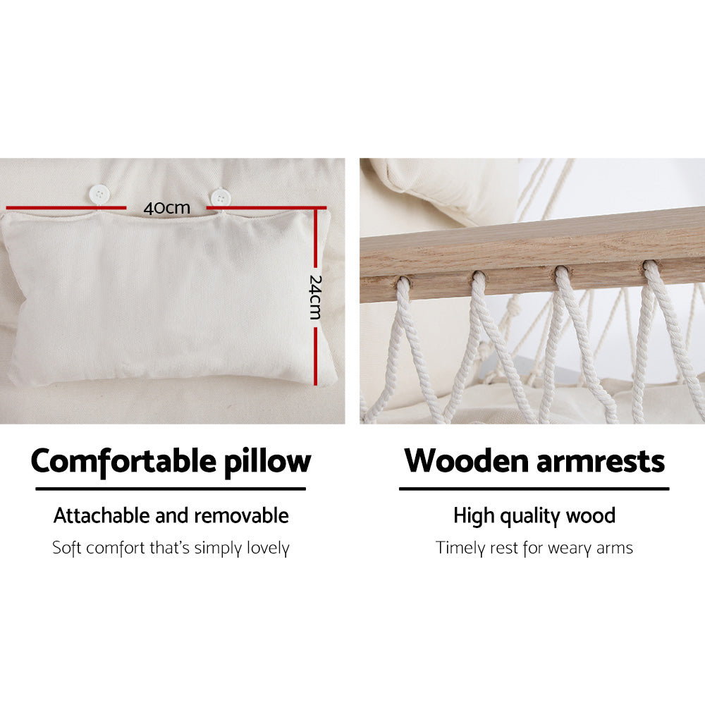 Gardeon Hammock Hanging Swing Chair - Cream-Hammock-PEROZ Accessories