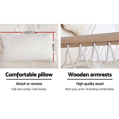 Gardeon Outdoor Hammock Chair with Stand Swing Hanging Hammock Garden Cream-Hammock-PEROZ Accessories
