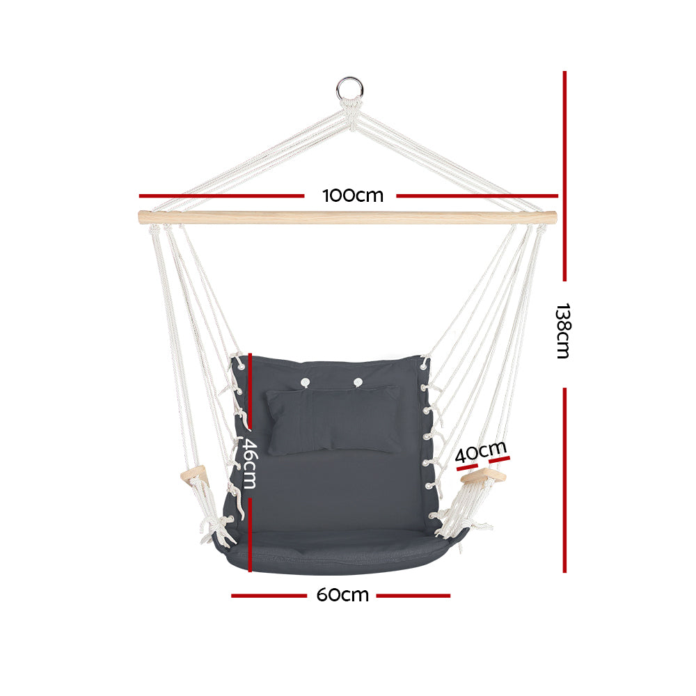 Gardeon Hammock Hanging Swing Chair - Grey-Hammock-PEROZ Accessories