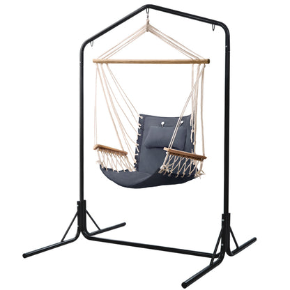 Gardeon Outdoor Hammock Chair with Stand Swing Hanging Hammock Garden Grey-Hammock-PEROZ Accessories