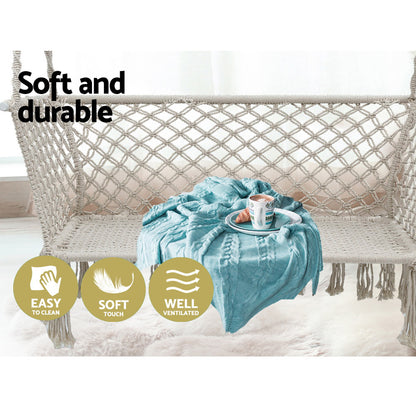 Gardeon Camping Hammock Chair Patio 2 Person Swing Hammocks Double Portable Cream-Hammock-PEROZ Accessories