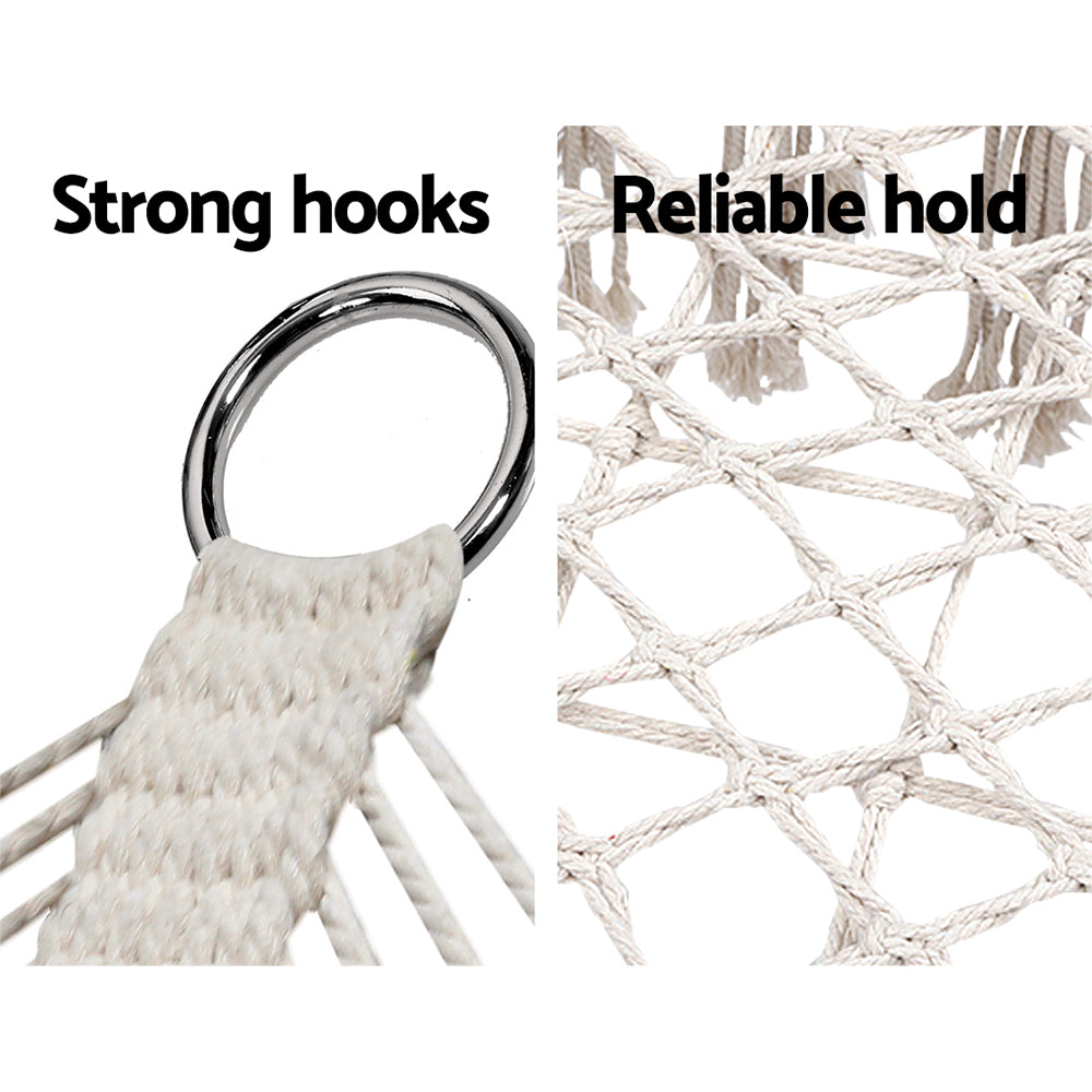 Gardeon Camping Hammock Chair Patio 2 Person Swing Hammocks Double Portable Cream-Hammock-PEROZ Accessories
