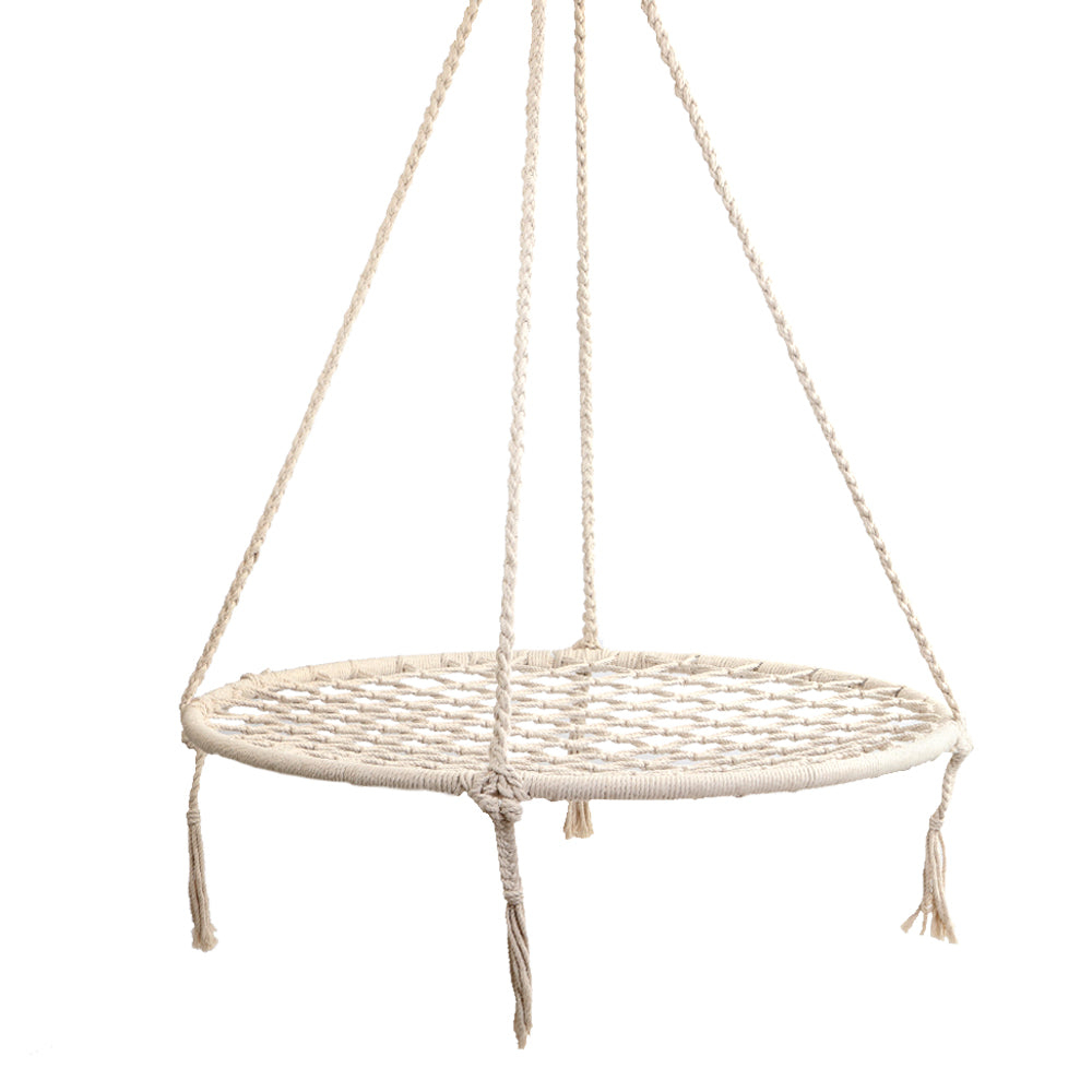Gardeon Kids Swing Hammock Chair 100cm - Cream-Hammock-PEROZ Accessories