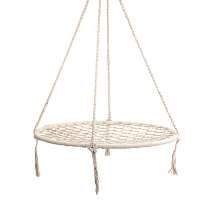 Gardeon Kids Swing Hammock Chair 100cm - Cream-Hammock-PEROZ Accessories