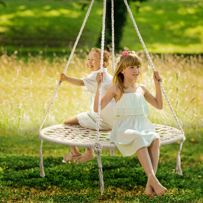Gardeon Kids Swing Hammock Chair 100cm - Cream-Hammock-PEROZ Accessories
