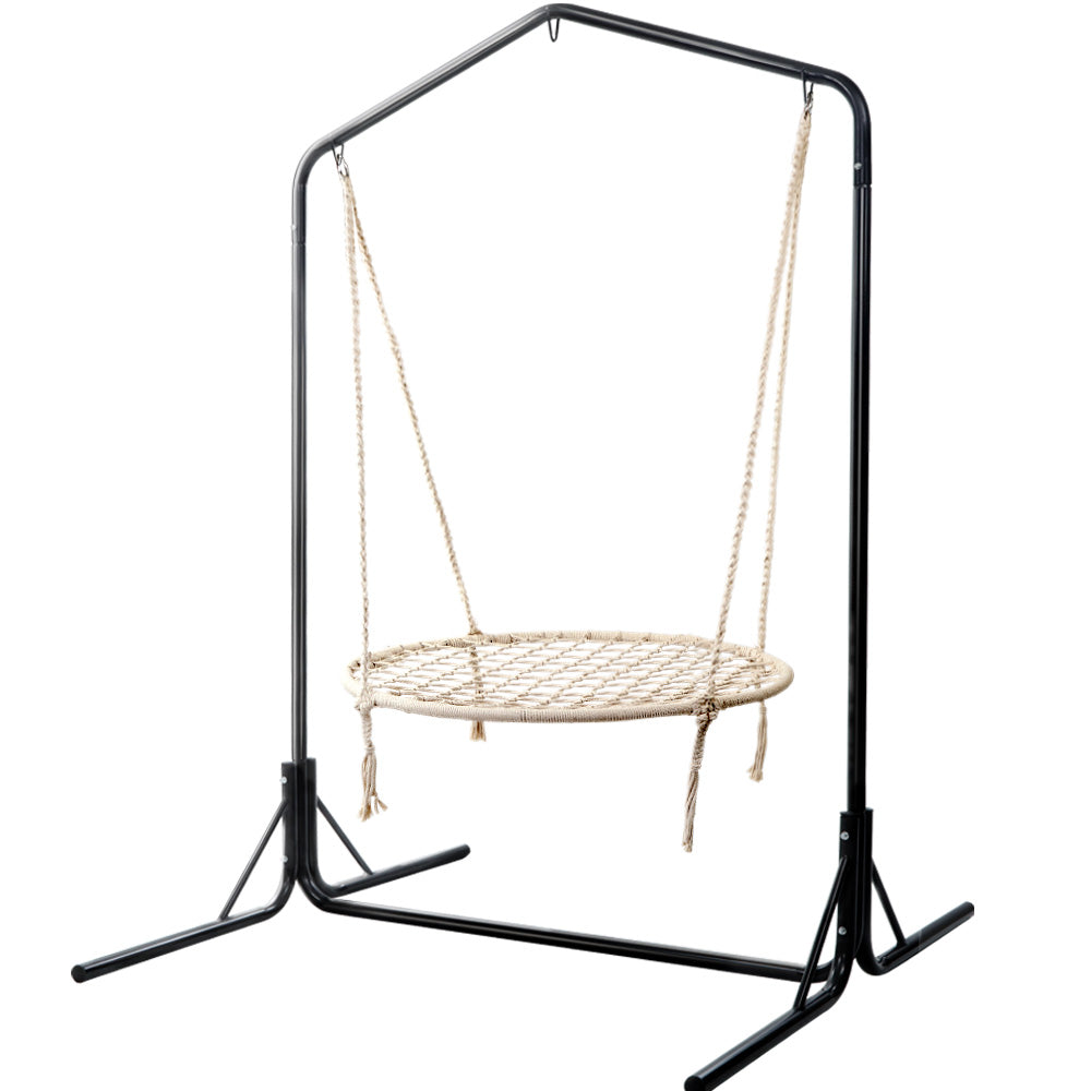 Gardeon Hammock Chair Kids Swing with Stand 100cm - Cream-Hammock-PEROZ Accessories