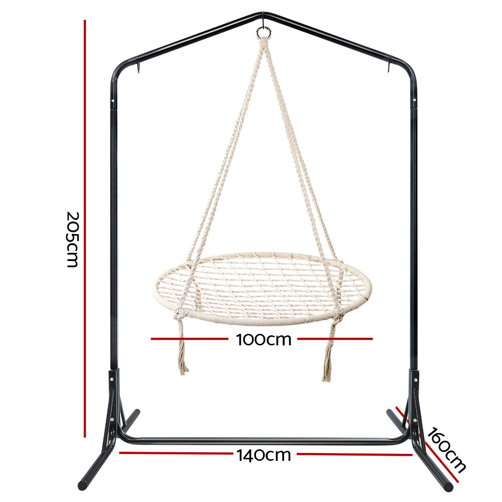 Gardeon Hammock Chair Kids Swing with Stand 100cm - Cream-Hammock-PEROZ Accessories