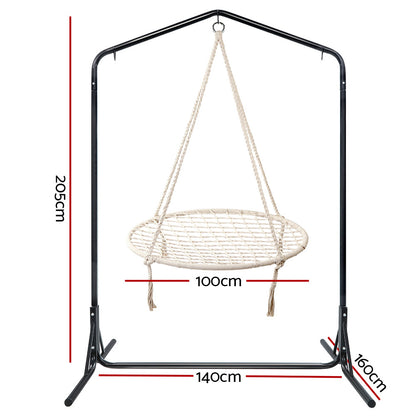 Gardeon Hammock Chair Kids Swing with Stand 100cm - Cream-Hammock-PEROZ Accessories