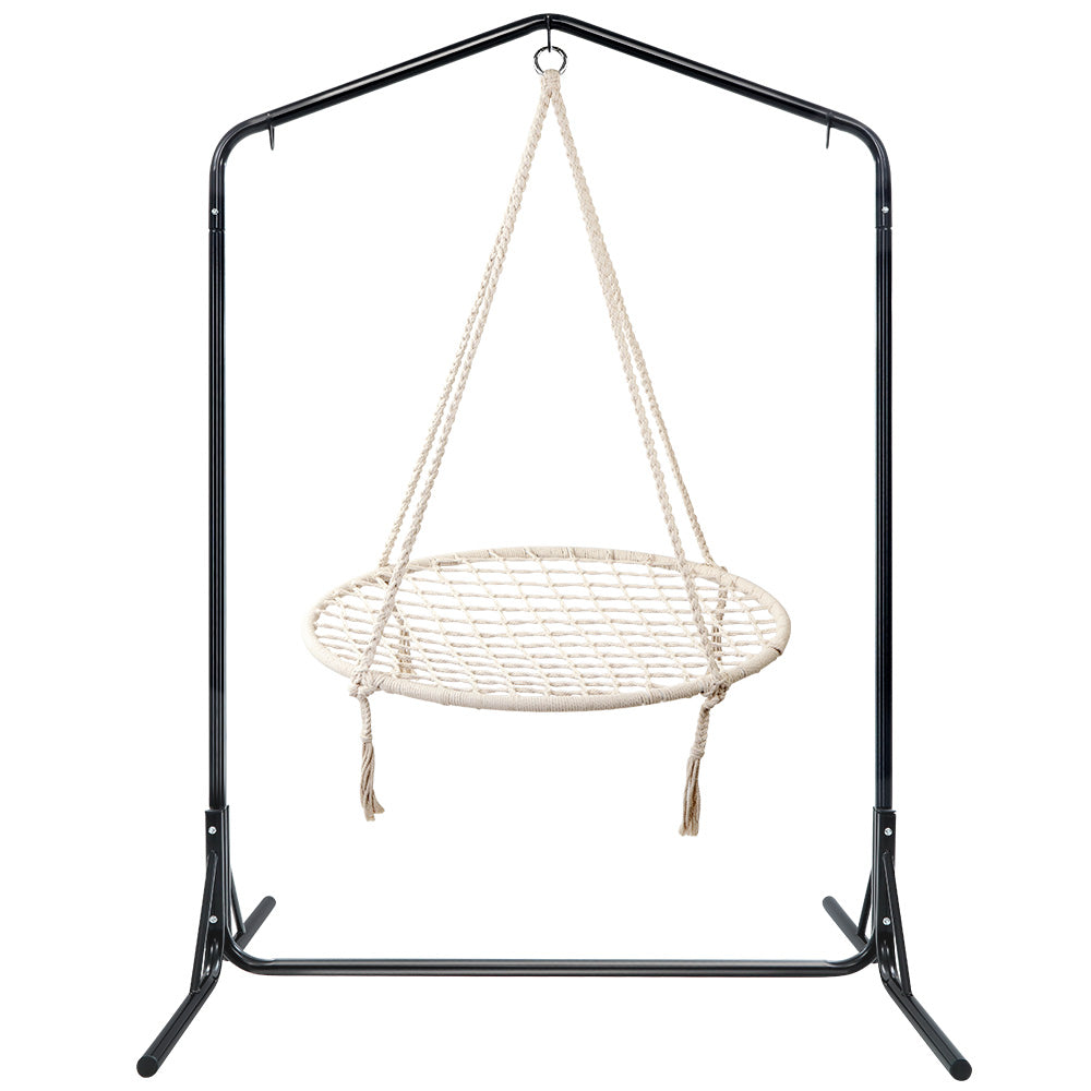 Gardeon Hammock Chair Kids Swing with Stand 100cm - Cream-Hammock-PEROZ Accessories