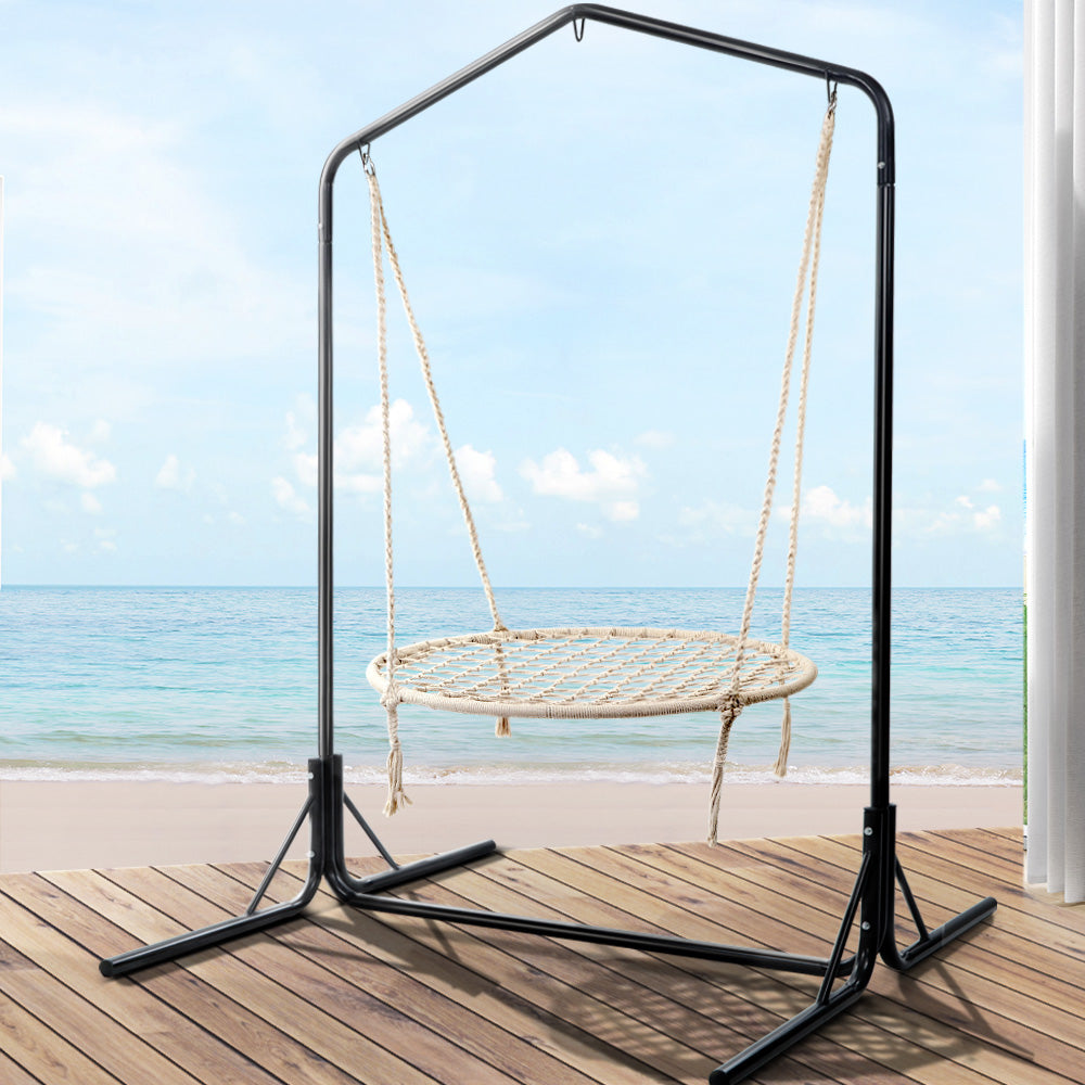 Gardeon Hammock Chair Kids Swing with Stand 100cm - Cream-Hammock-PEROZ Accessories
