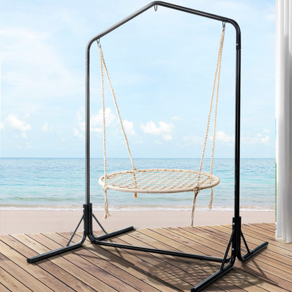 Gardeon Hammock Chair Kids Swing with Stand 100cm - Cream-Hammock-PEROZ Accessories