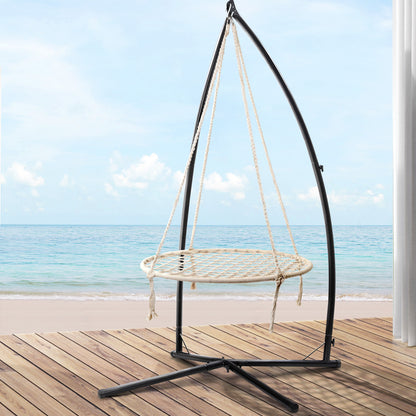 Gardeon Outdoor Hammock Chair with Stand 100cm - Cream-Hammock-PEROZ Accessories