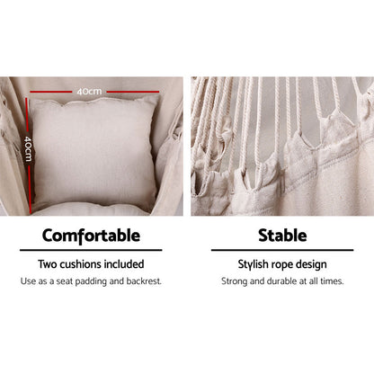 Gardeon Outdoor Hammock Chair with Stand Hanging Hammock with Pillow Cream-Hammock-PEROZ Accessories