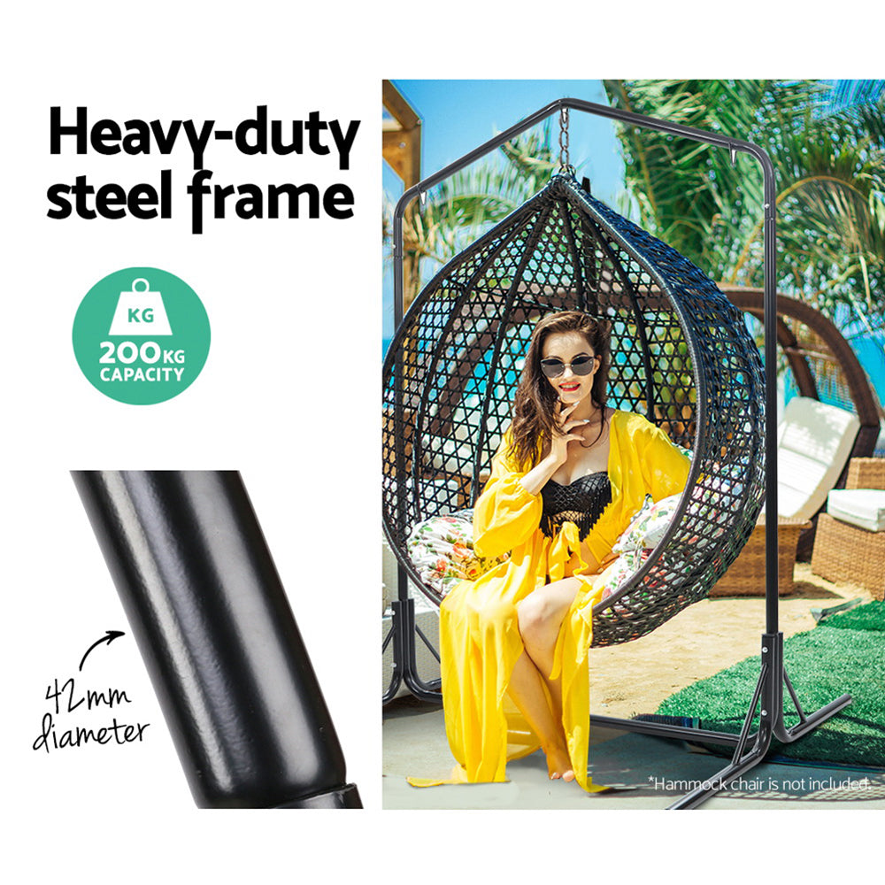 Gardeon Double Hammock Chair Stand Steel Frame 2 Person Outdoor Heavy Duty 200KG-Furniture &gt; Outdoor-PEROZ Accessories