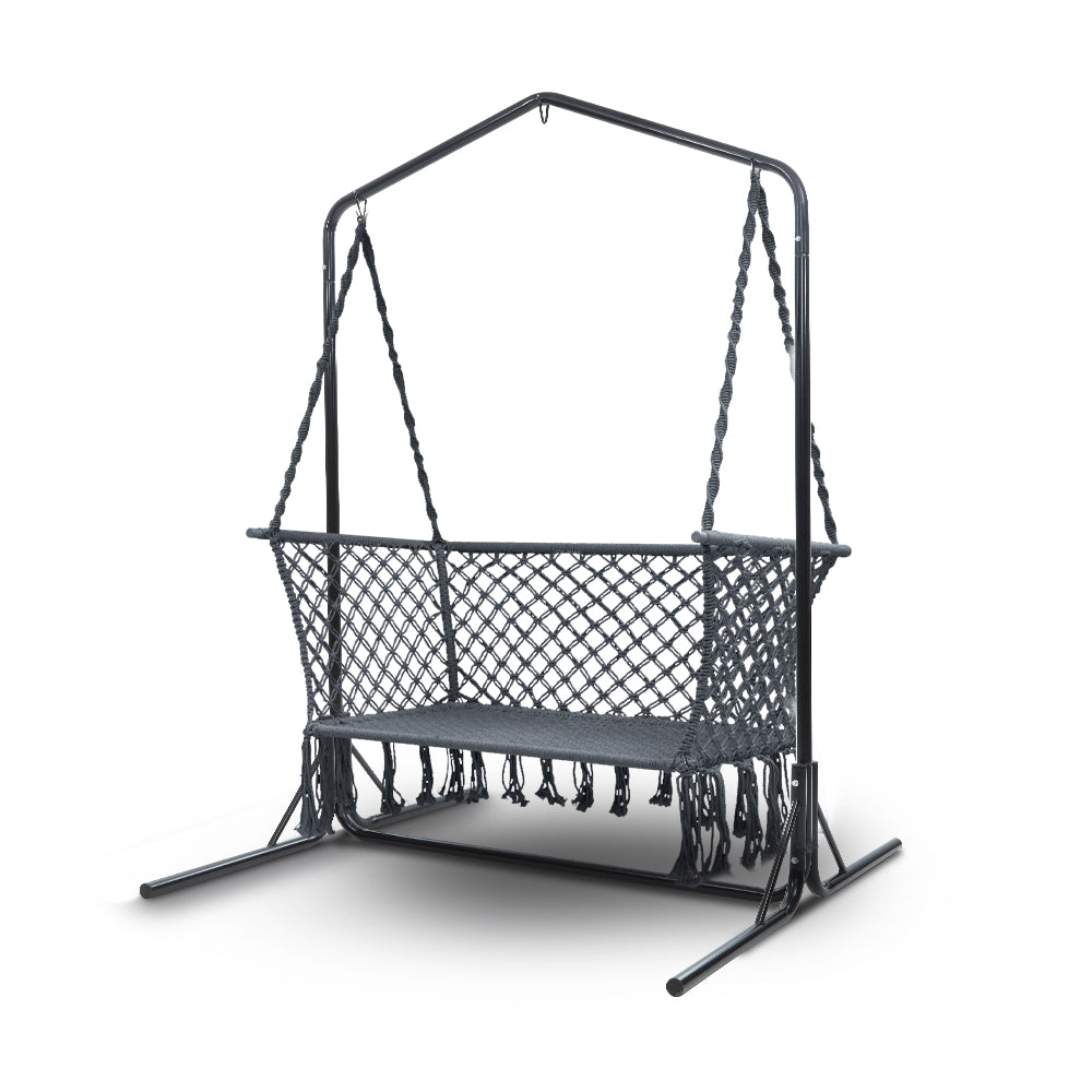 Gardeon Outdoor Swing Hammock Chair with Stand Frame 2 Seater Bench Furniture-Home &amp; Garden &gt; Hammocks-PEROZ Accessories