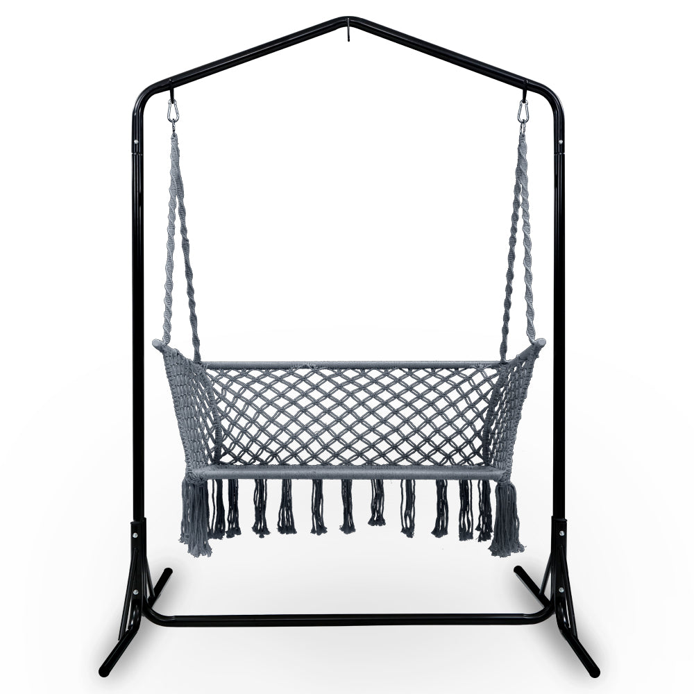 Gardeon Outdoor Swing Hammock Chair with Stand Frame 2 Seater Bench Furniture-Home &amp; Garden &gt; Hammocks-PEROZ Accessories